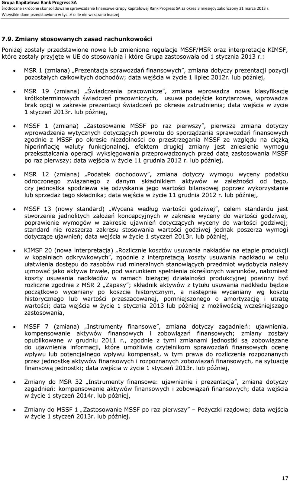 lub później, MSR 19 (zmiana) Świadczenia pracownicze, zmiana wprowadza nową klasyfikację krótkoterminowych świadczeń pracowniczych, usuwa podejście korytarzowe, wprowadza brak opcji w zakresie