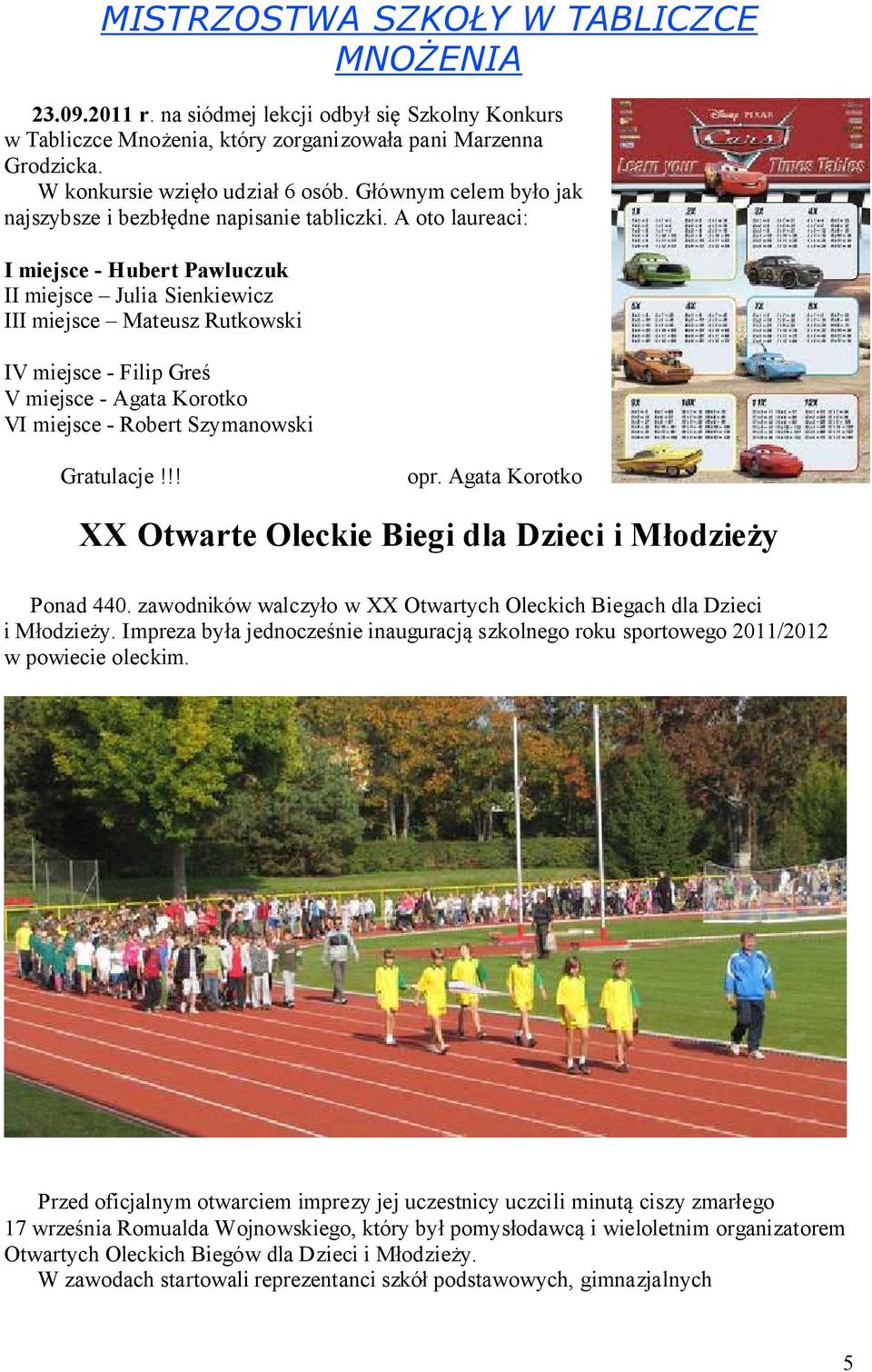 A oto laureaci: I miejsce - Hubert Pawluczuk II miejsce Julia Sienkiewicz III miejsce Mateusz Rutkowski IV miejsce - Filip Greś V miejsce - Agata Korotko VI miejsce - Robert Szymanowski Gratulacje!