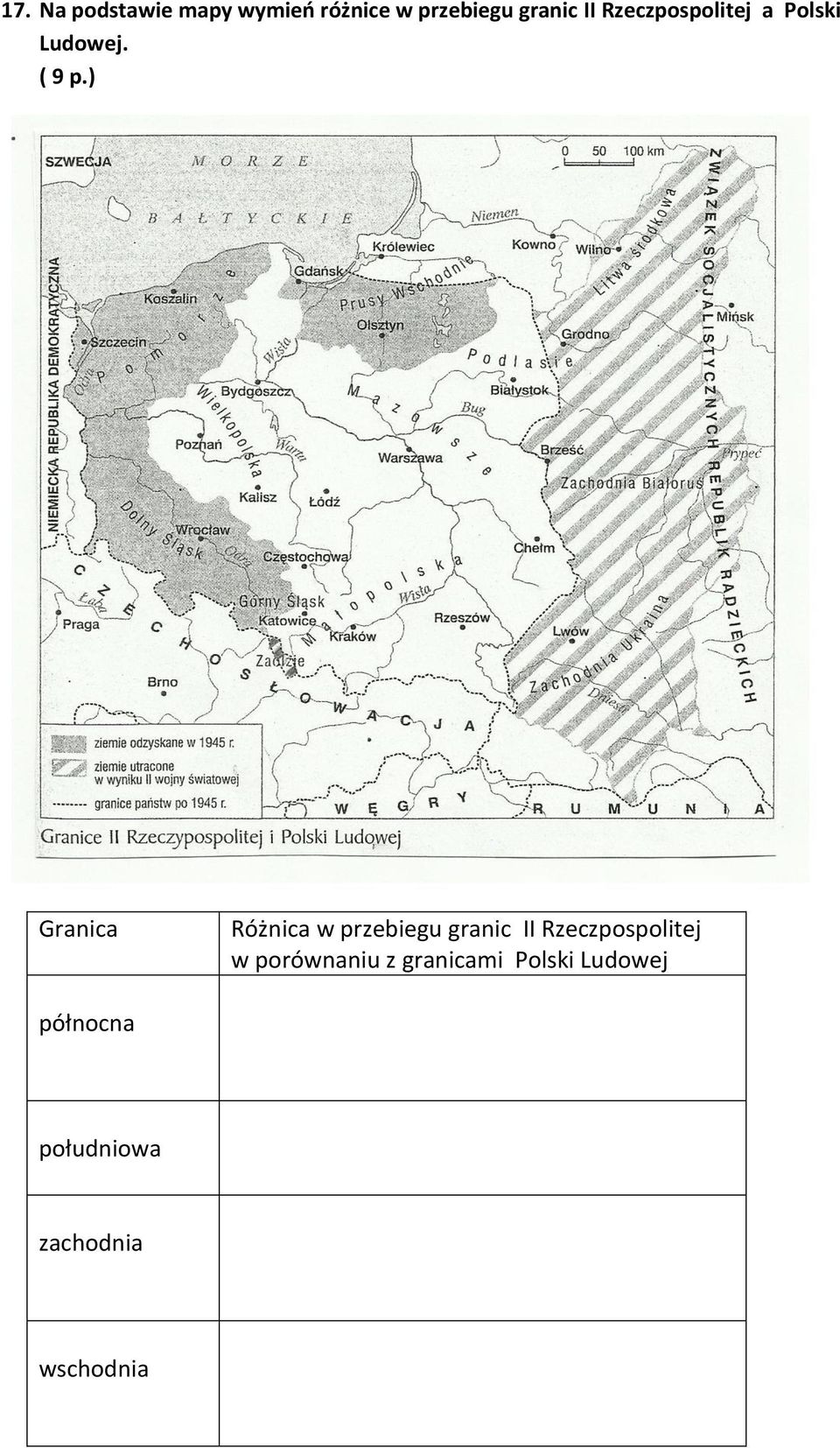 ) Granica Różnica w przebiegu granic II Rzeczpospolitej w