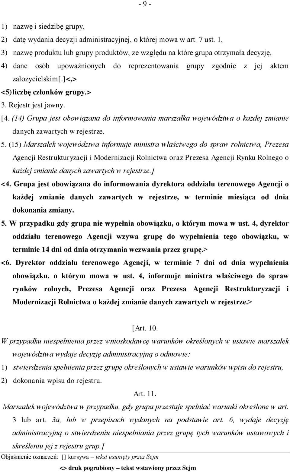 ]<,> <5) liczbę członków grupy.> 3. Rejestr jest jawny. [4. (14) Grupa jest obowiązana do informowania marszałka województwa o każdej zmianie danych zawartych w rejestrze. 5.