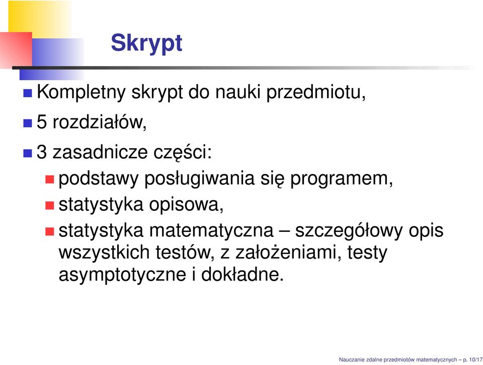 statystyka matematyczna szczegółowy opis wszystkich testów, z