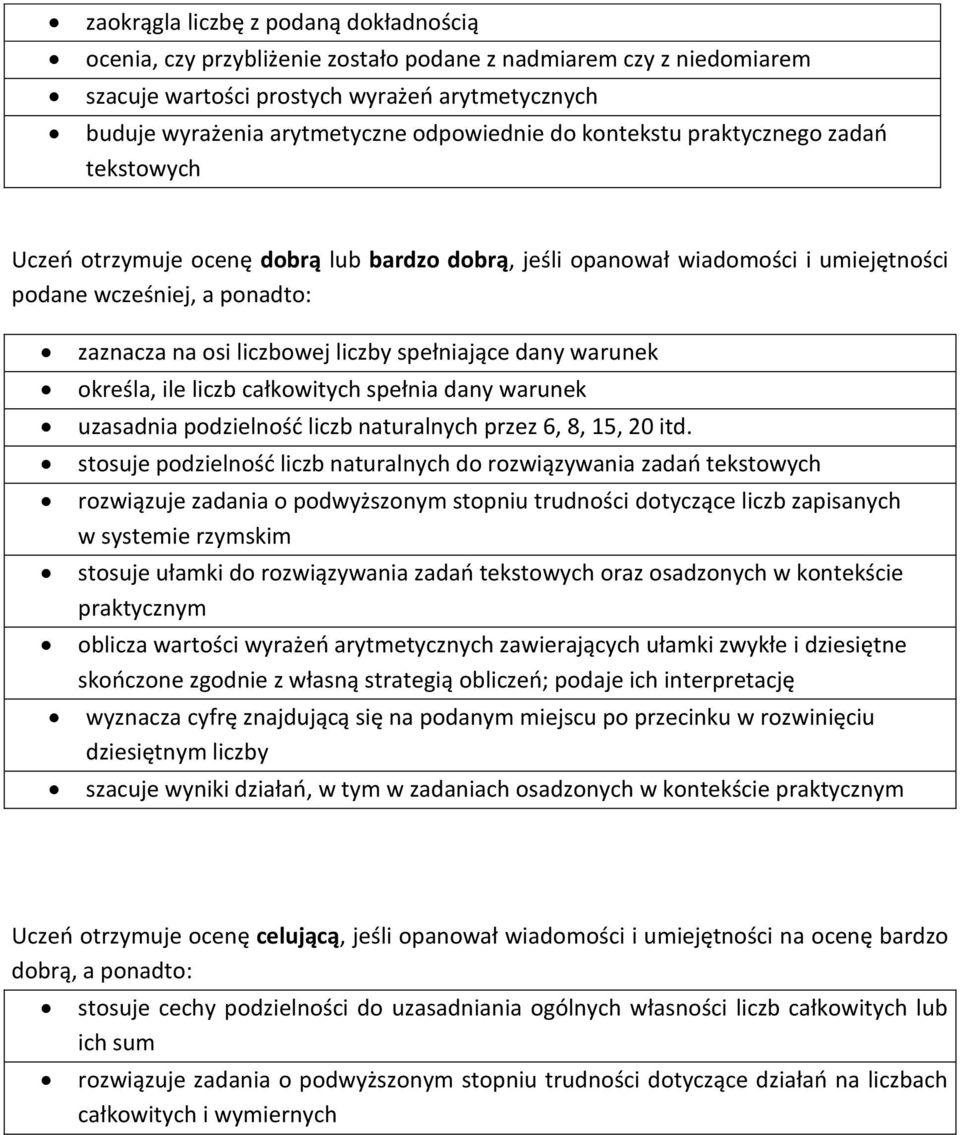 spełniające dany warunek określa, ile liczb całkowitych spełnia dany warunek uzasadnia podzielność liczb naturalnych przez 6, 8, 15, 20 itd.