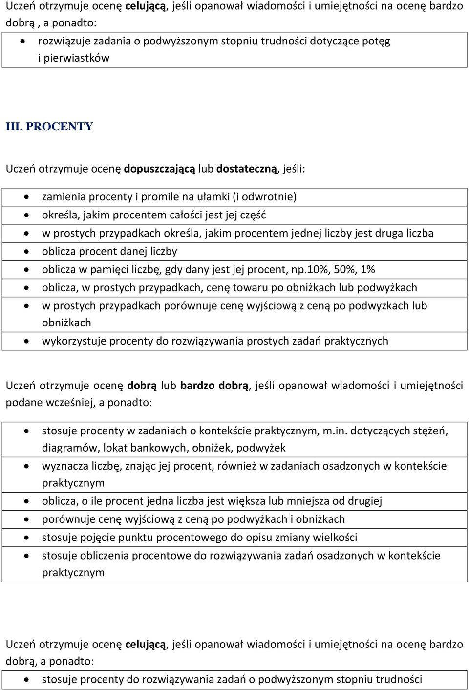 określa, jakim procentem jednej liczby jest druga liczba oblicza procent danej liczby oblicza w pamięci liczbę, gdy dany jest jej procent, np.