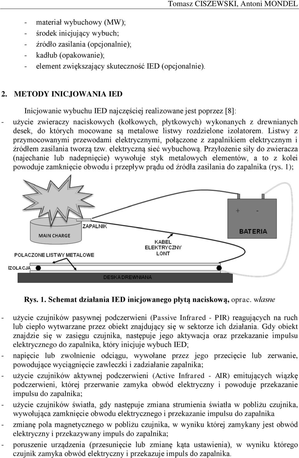 metalowe listwy rozdzielone izolatorem. Listwy z przymocowanymi przewodami elektrycznymi, połączone z zapalnikiem elektrycznym i źródłem zasilania tworzą tzw. elektryczną sieć wybuchową.