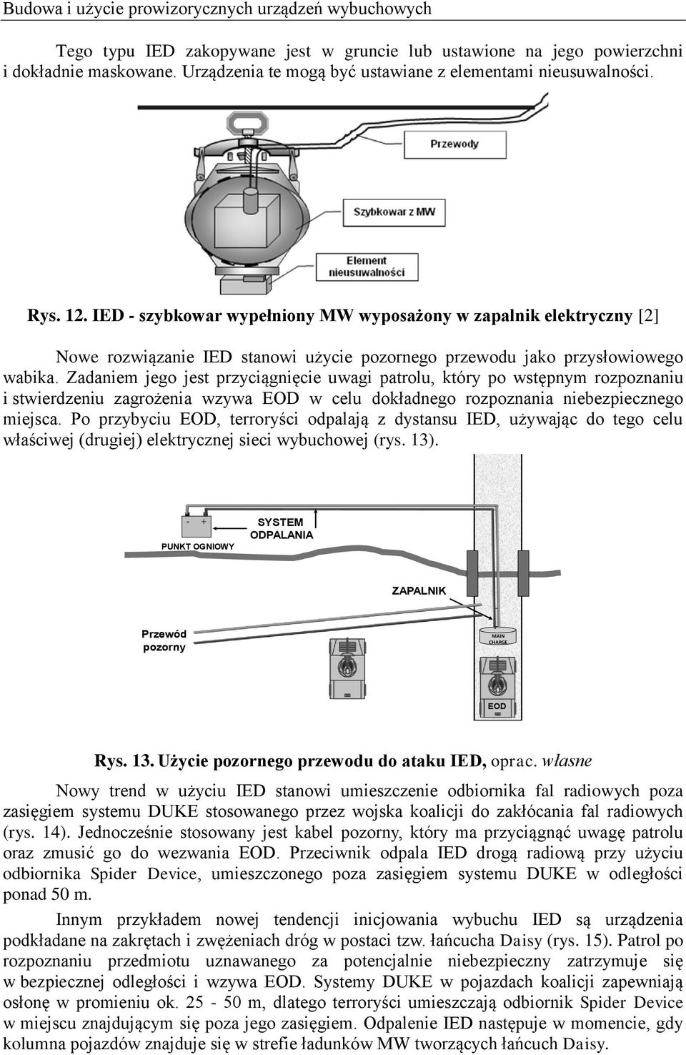 IED - szybkowar wypełniony MW wyposażony w zapalnik elektryczny [2] Nowe rozwiązanie IED stanowi użycie pozornego przewodu jako przysłowiowego wabika.