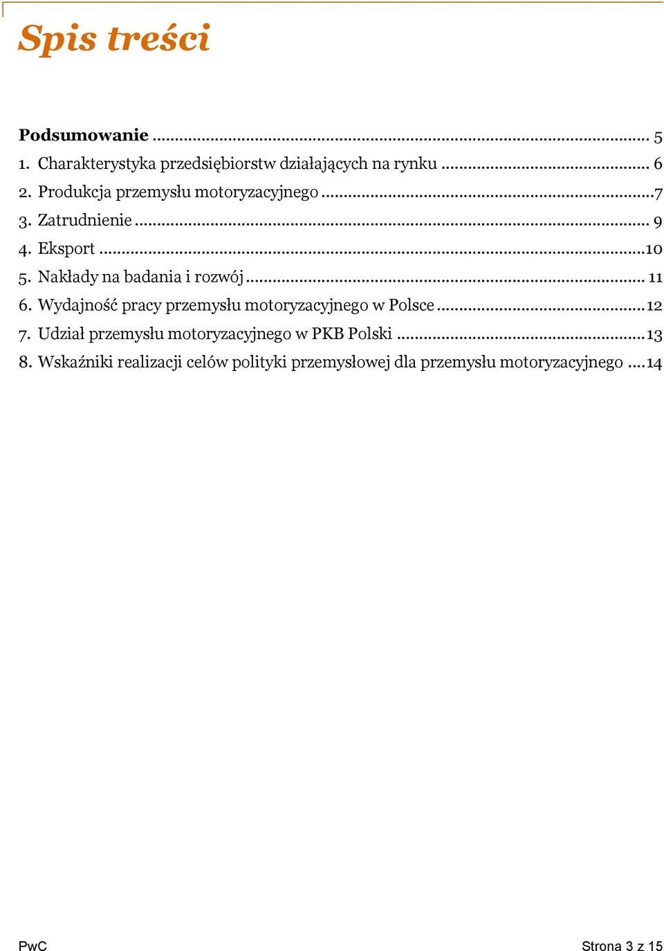 .. 11 6. Wydajność pracy przemysłu motoryzacyjnego w Polsce... 12 7.