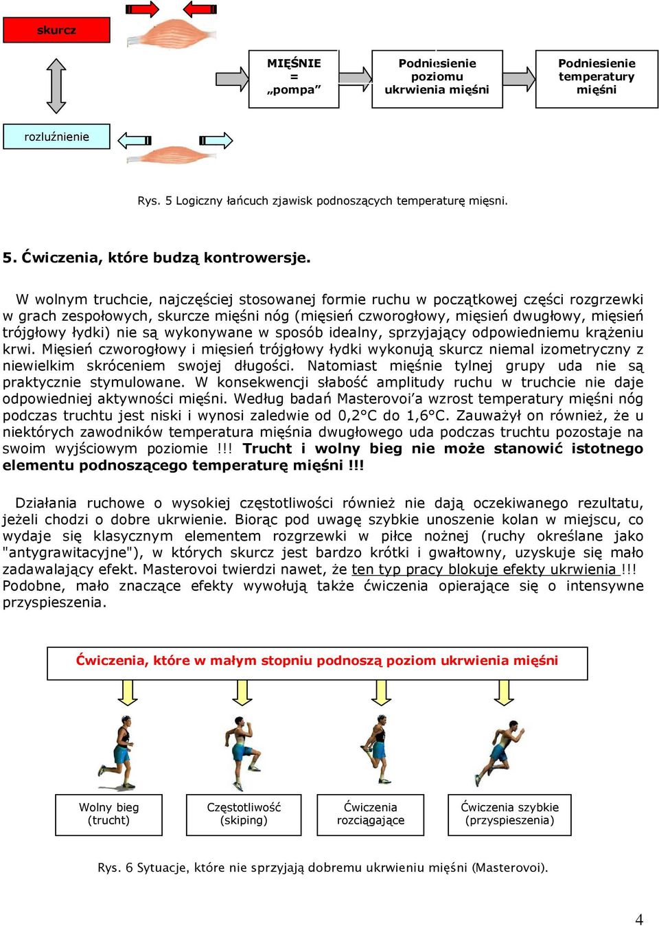 wykonywane w sposób idealny, sprzyjający odpowiedniemu krąŝeniu krwi. Mięsień czworogłowy i mięsień trójgłowy łydki wykonują skurcz niemal izometryczny z niewielkim skróceniem swojej długości.