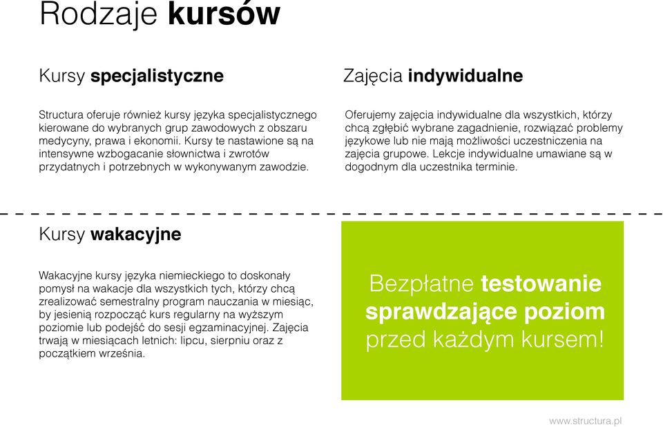 Oferujemy zajęcia indywidualne dla wszystkich, którzy chcą zgłębić wybrane zagadnienie, rozwiązać problemy językowe lub nie mają możliwości uczestniczenia na zajęcia grupowe.