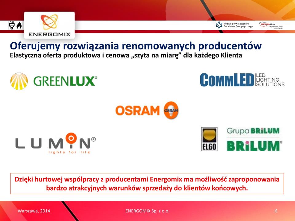 współpracy z producentami Energomix ma możliwość zaproponowania bardzo