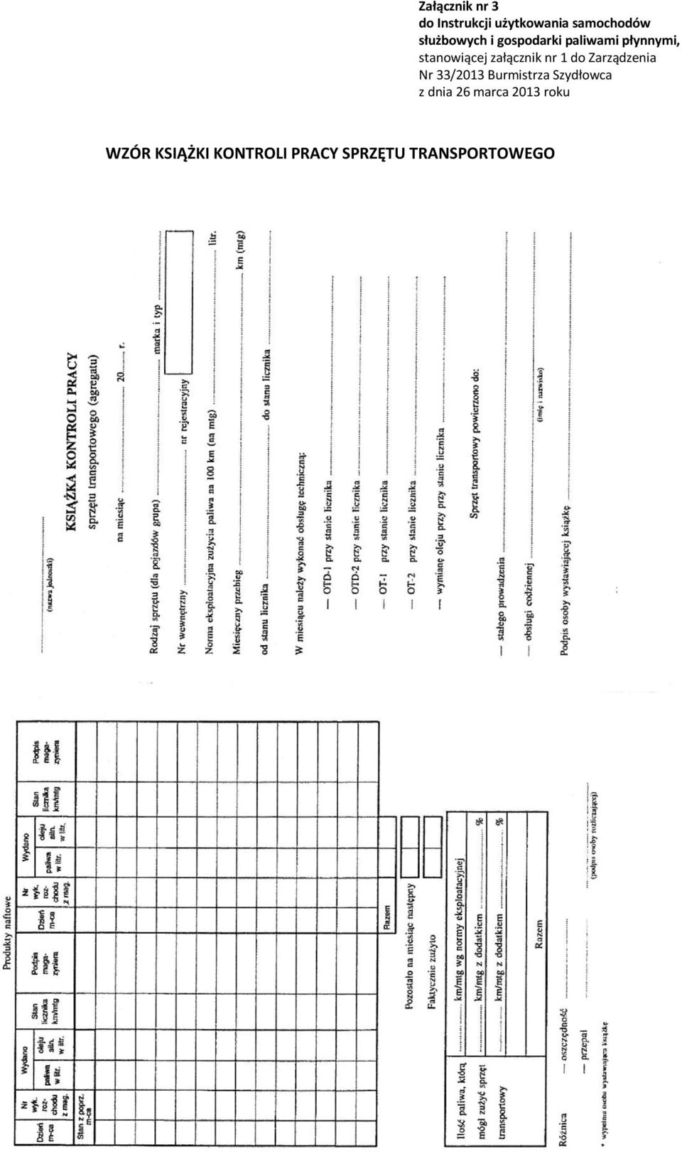 załącznik nr 1 do Zarządzenia Nr 33/2013 Burmistrza