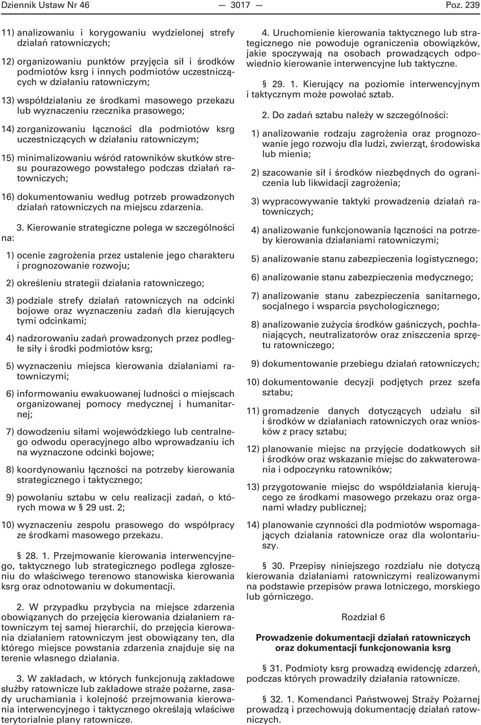 ratowniczym; 13) współdziałaniu ze środkami masowego przekazu lub wyznaczeniu rzecznika prasowego; 14) zorganizowaniu łączności dla podmiotów ksrg uczestniczących w działaniu ratowniczym; 15)