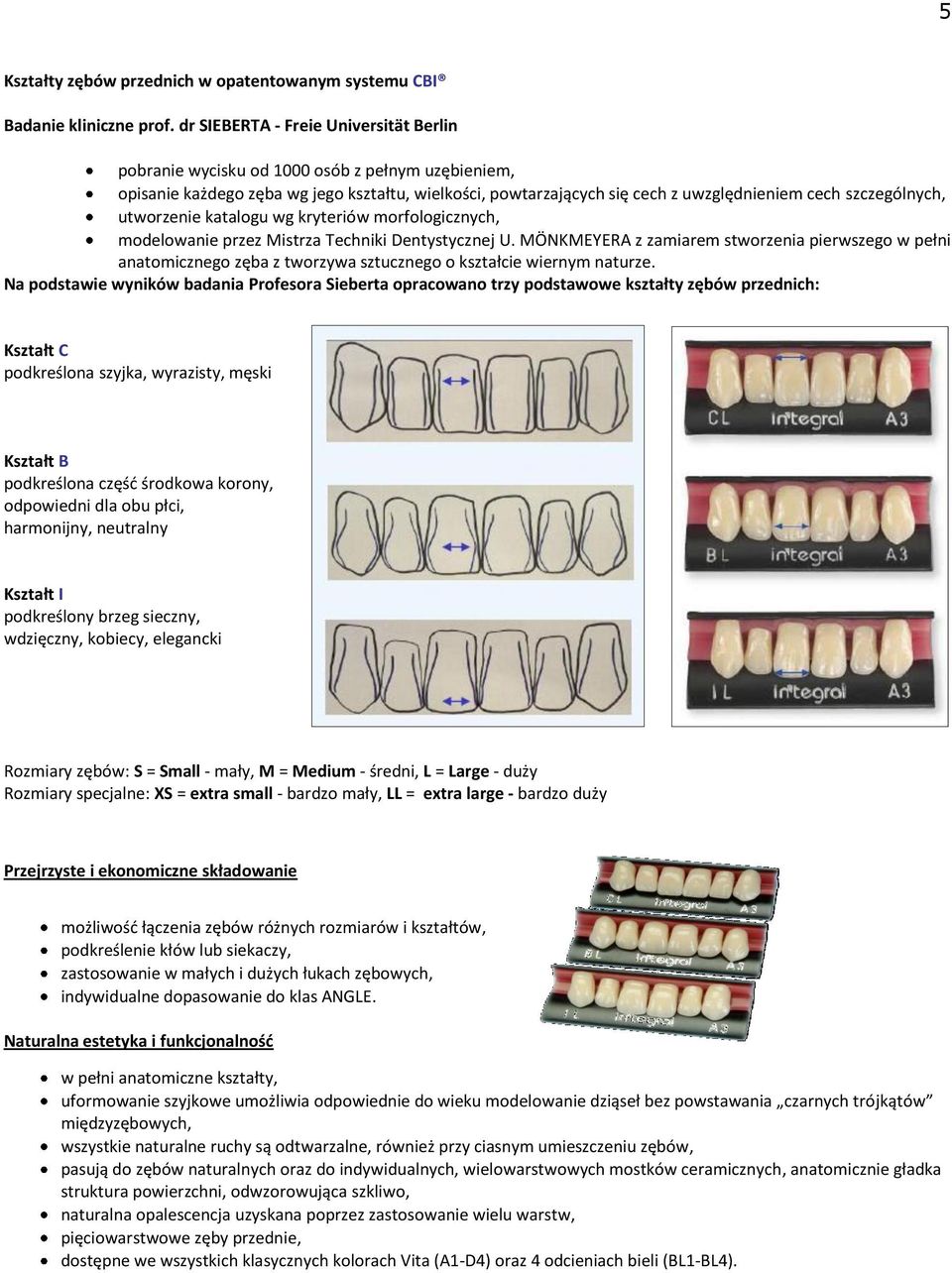 szczególnych, utworzenie katalogu wg kryteriów morfologicznych, modelowanie przez Mistrza Techniki Dentystycznej U.