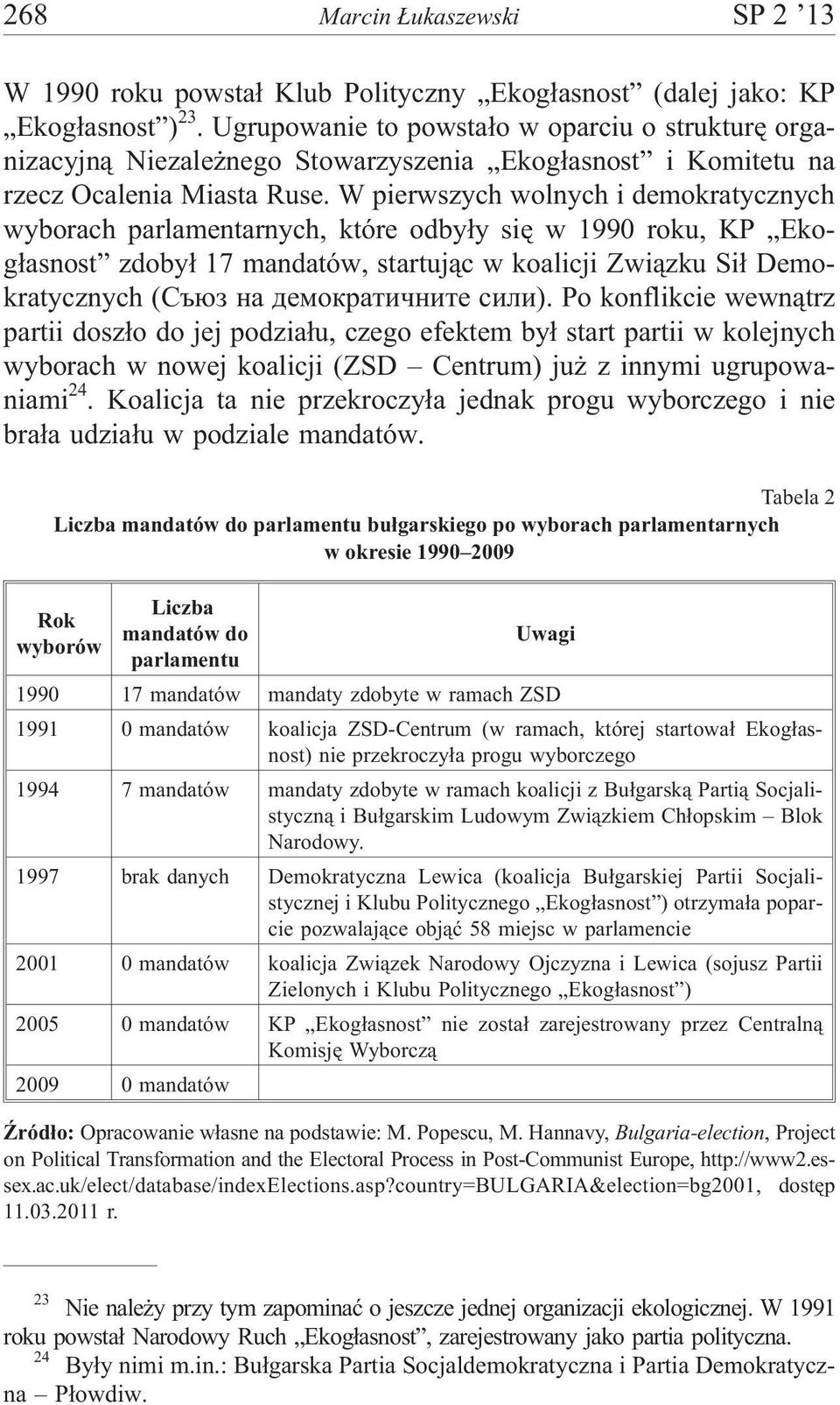 W pierwszych wolnych i demokratycznych wyborach parlamentarnych, które odby³y siê w 1990 roku, KP Ekog³asnost zdoby³ 17 mandatów, startuj¹c w koalicji Zwi¹zku Si³ Demokratycznych (Ñúþç íà äåìîêðàòè
