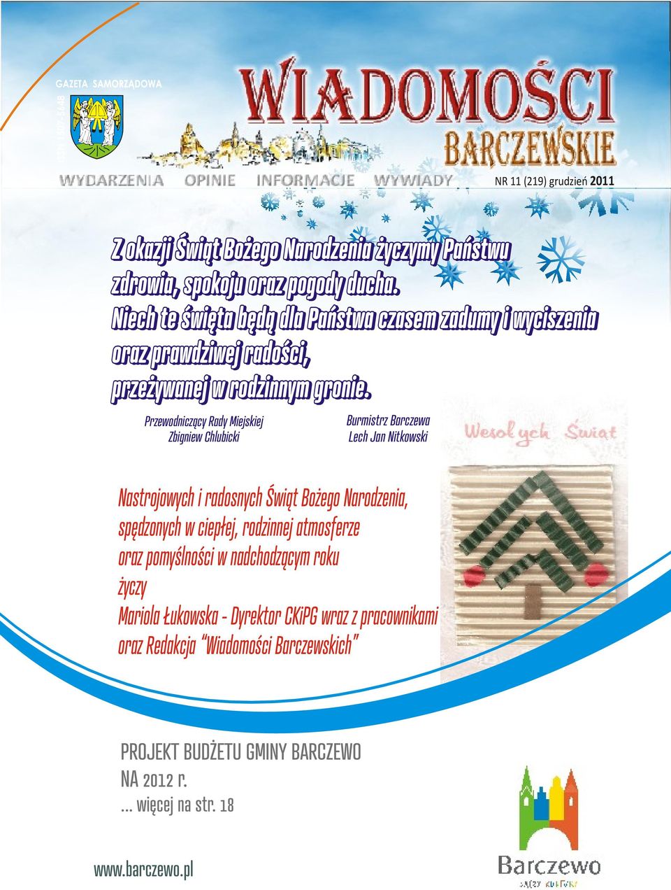 oraz pomyślności w nadchodzącym roku życzy Mariola Łukowska - Dyrektor CKiPG wraz z pracownikami oraz