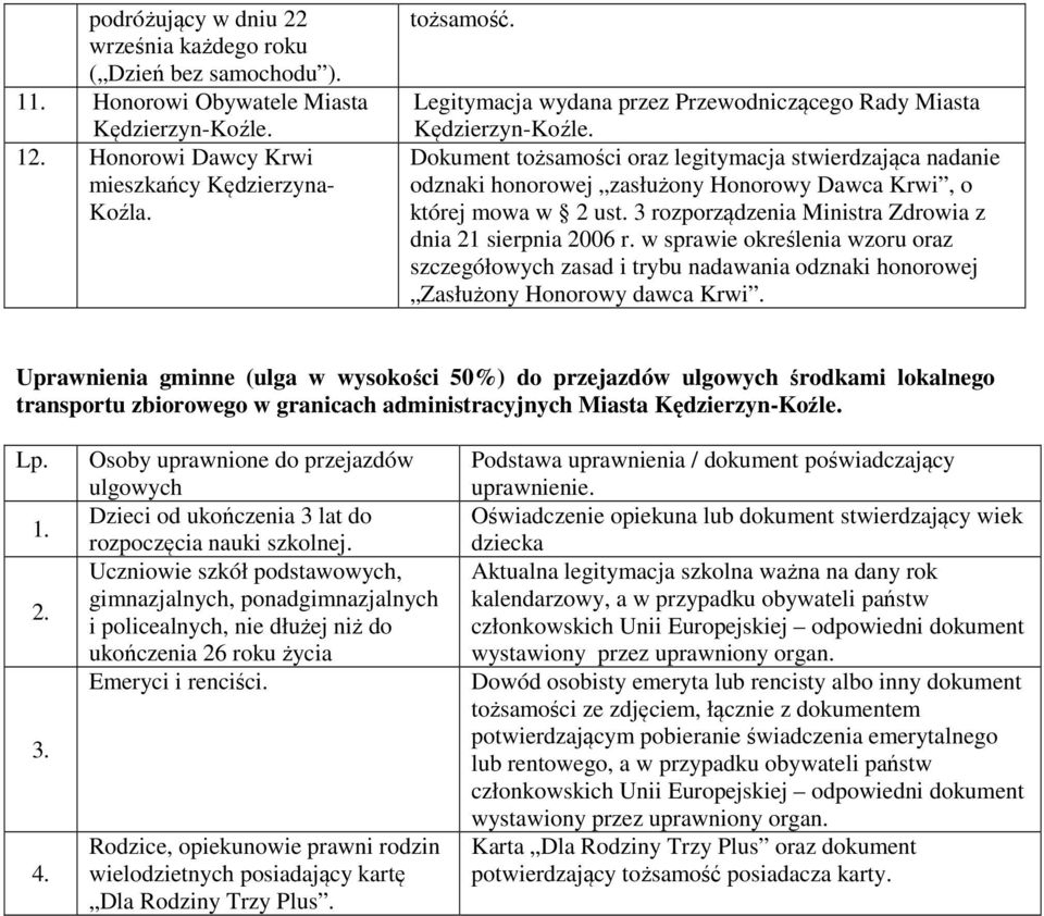 Dokument tożsamości oraz legitymacja stwierdzająca nadanie odznaki honorowej zasłużony Honorowy Dawca Krwi, o której mowa w 2 ust. 3 rozporządzenia Ministra Zdrowia z dnia 21 sierpnia 2006 r.