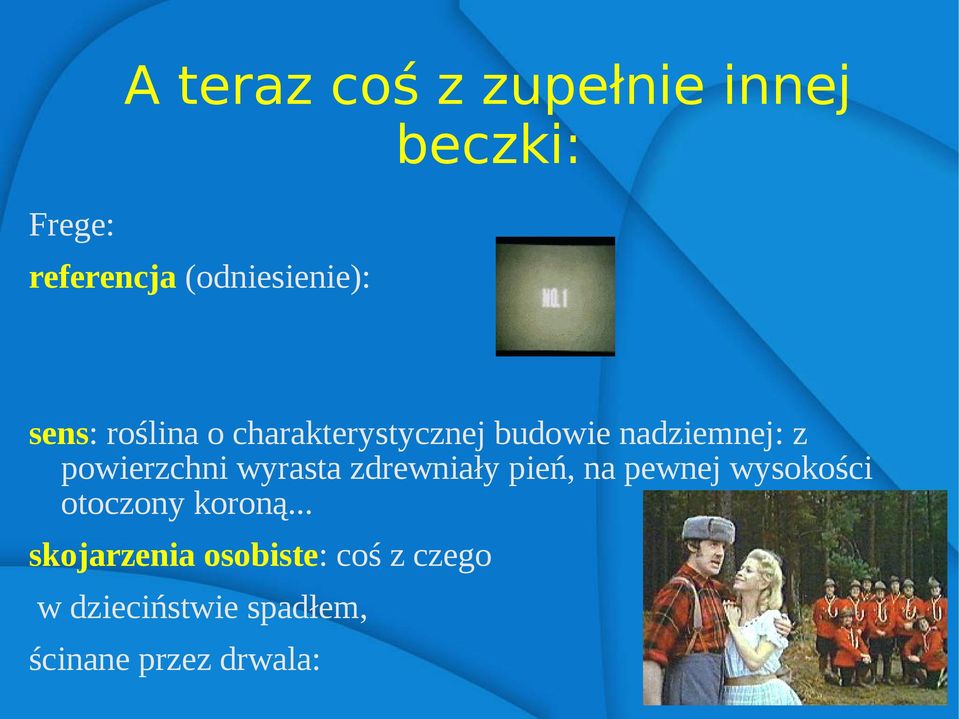 wyrasta zdrewniały pień, na pewnej wysokości otoczony koroną.