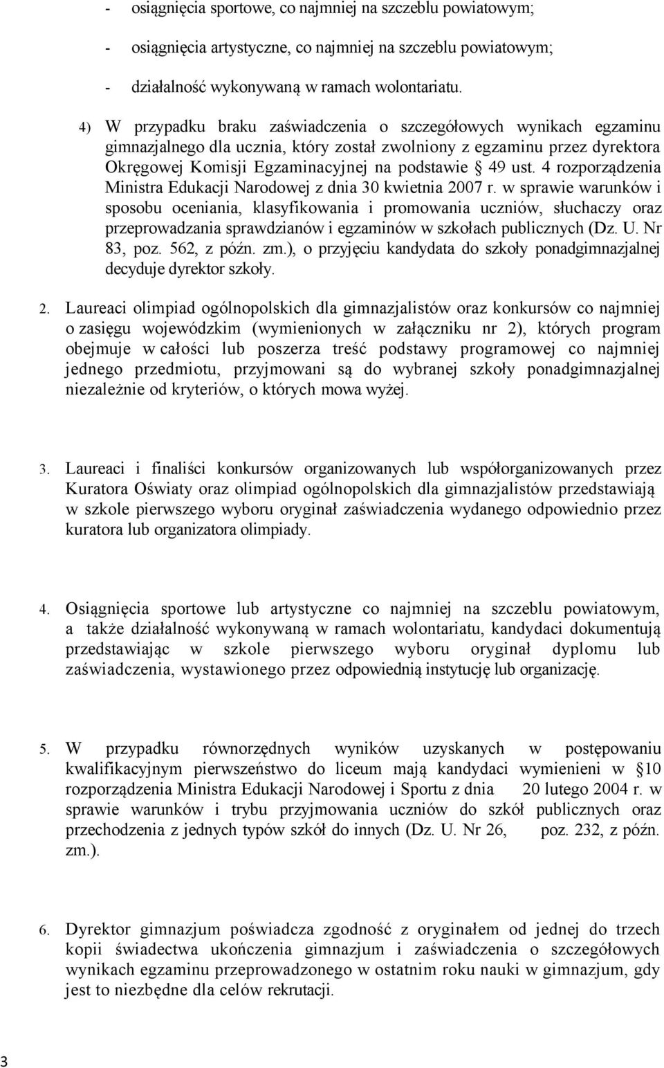 rozporządzenia Ministra Edukacji Narodowej z dnia 0 kwietnia 2007 r.