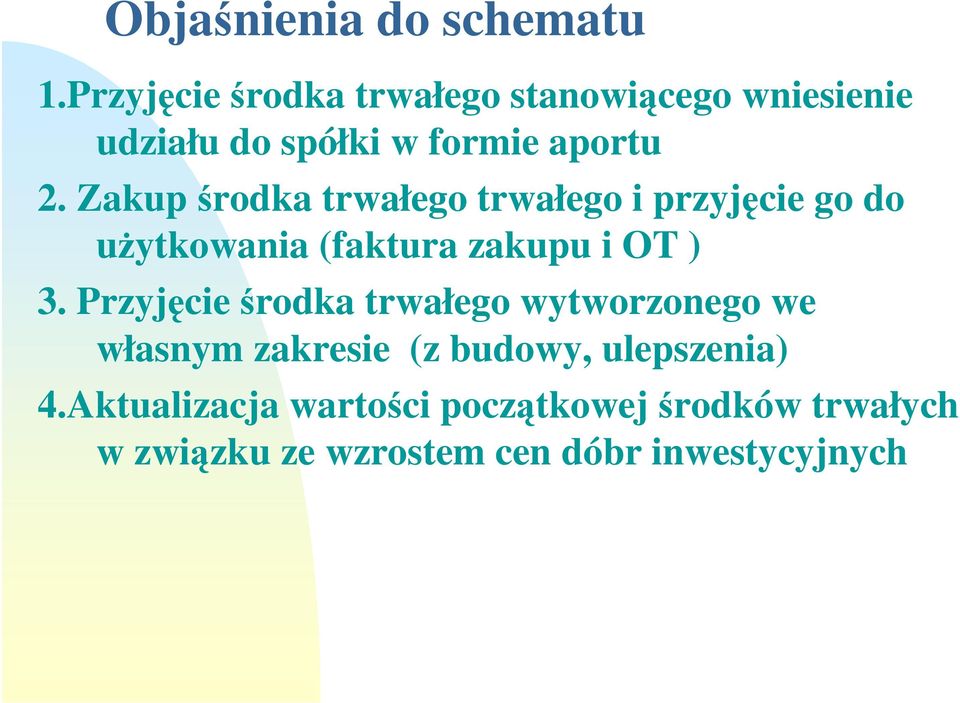 Zakup środka trwałego trwałego i przyjęcie go do użytkowania (faktura zakupu i OT ) 3.