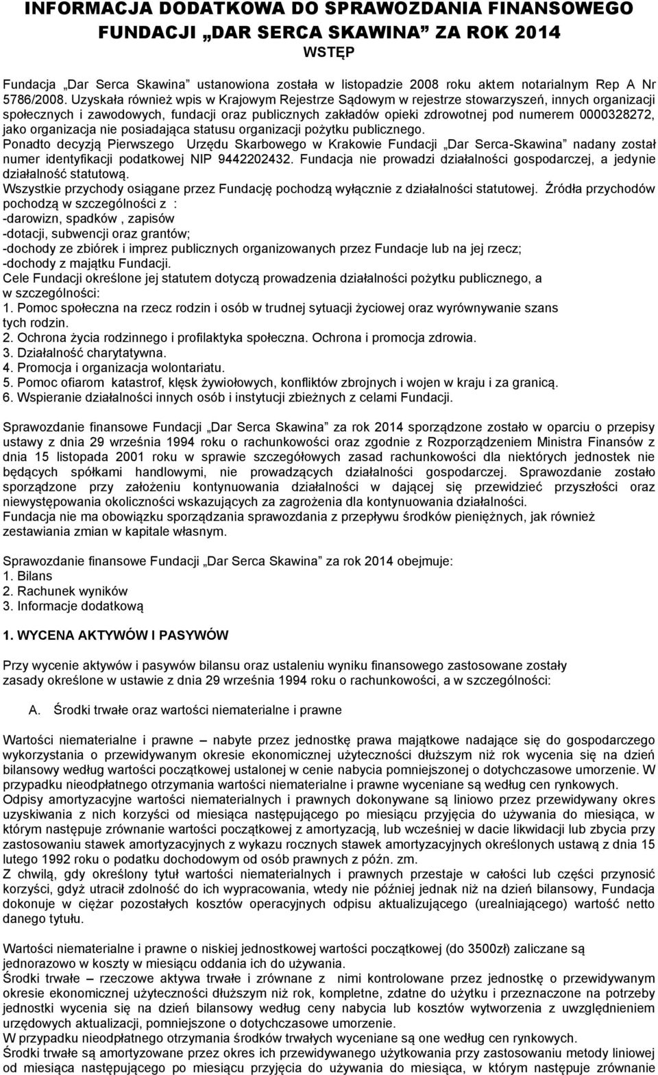 Uzyskała również wpis w Krajowym Rejestrze Sądowym w rejestrze stowarzyszeń, innych organizacji społecznych i zawodowych, fundacji oraz publicznych zakładów opieki zdrowotnej pod numerem 0000328272,