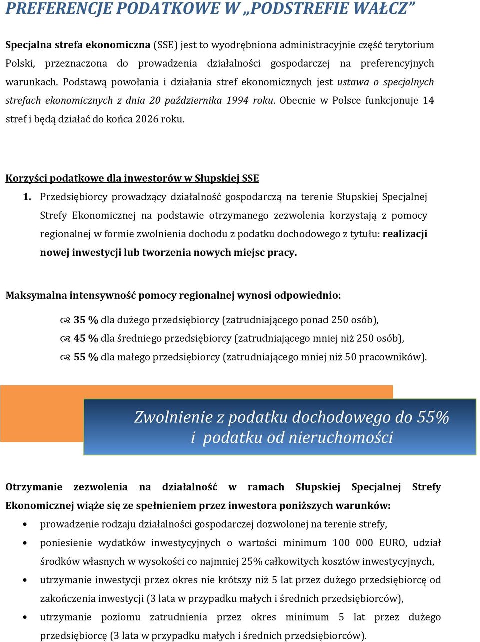 Obecnie w Polsce funkcjonuje 14 stref i będą działać do końca 2026 roku. Korzyści podatkowe dla inwestorów w Słupskiej SSE 1.