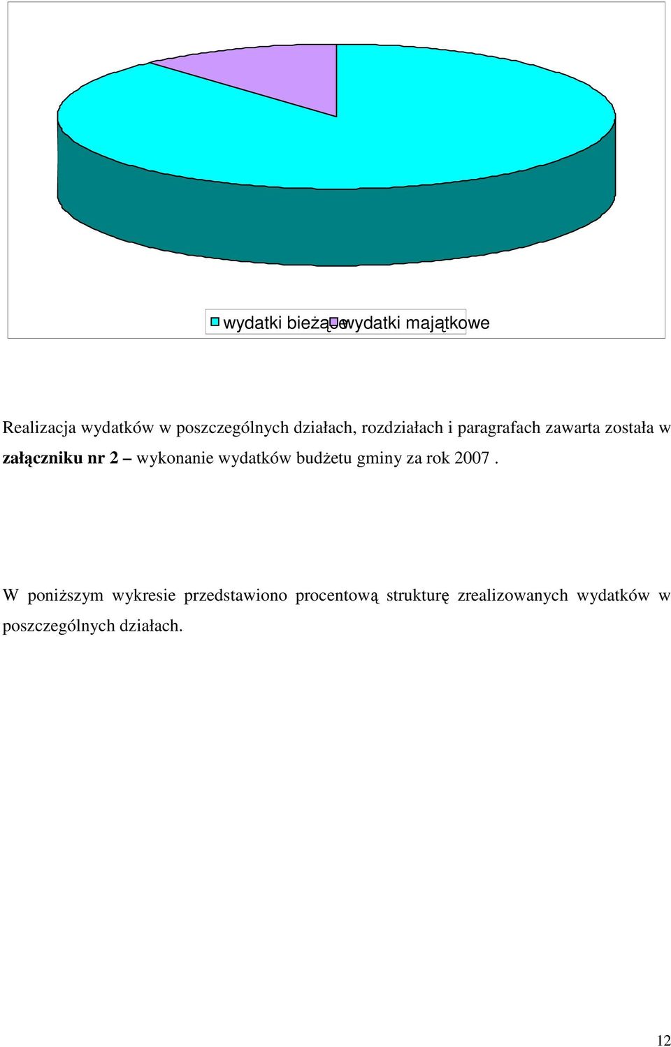 wykonanie wydatków budŝetu gminy za rok 2007.