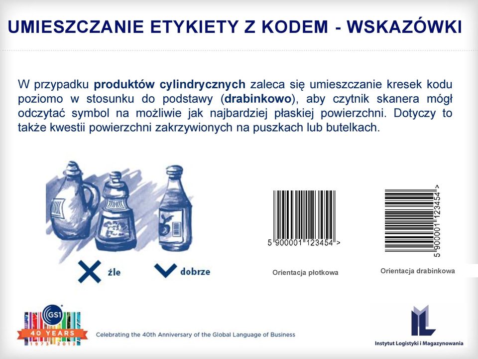 mógł odczytać symbol na możliwie jak najbardziej płaskiej powierzchni.