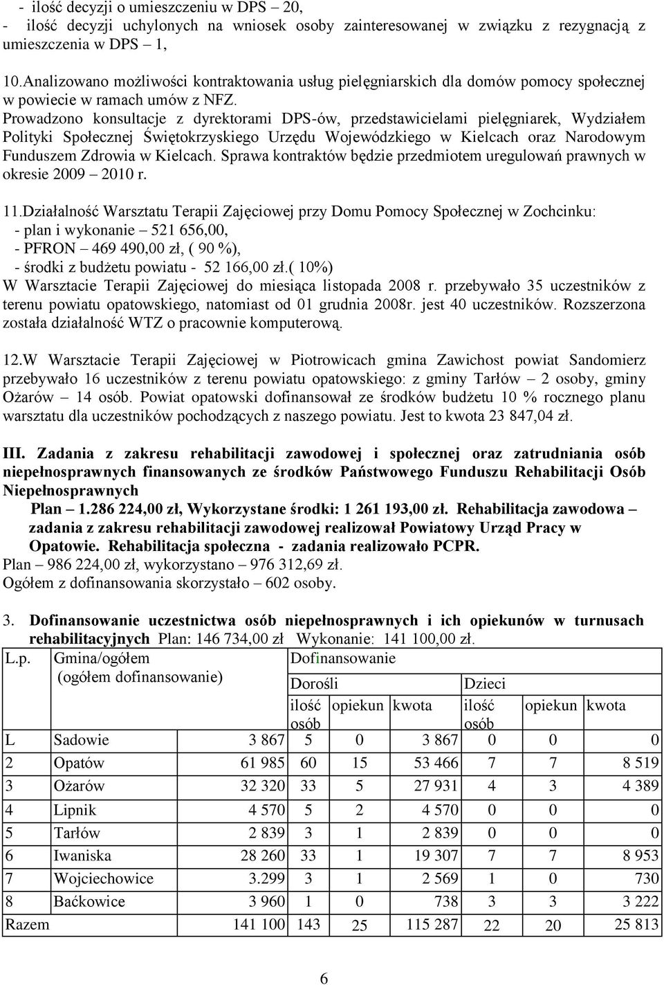 Prowadzono konsultacje z dyrektorami DPS-ów, przedstawicielami pielęgniarek, Wydziałem Polityki Społecznej Świętokrzyskiego Urzędu Wojewódzkiego w Kielcach oraz Narodowym Funduszem Zdrowia w Kielcach.