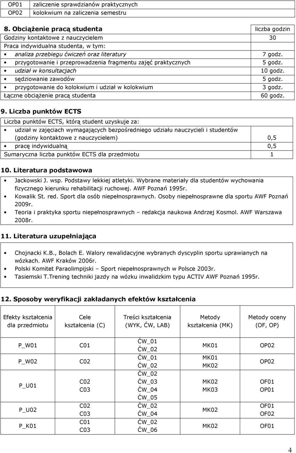 przygotowanie i przeprowadzenia fragmentu zajęć praktycznych 5 godz. udział w konsultacjach 10 godz. sędziowanie zawodów 5 godz. przygotowanie do kolokwium i udział w kolokwium 3 godz.