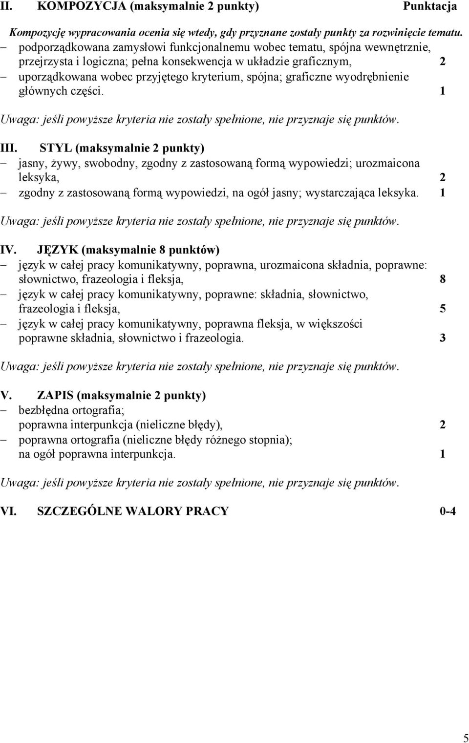 graficzne wyodrębnienie głównych części. 1 III.