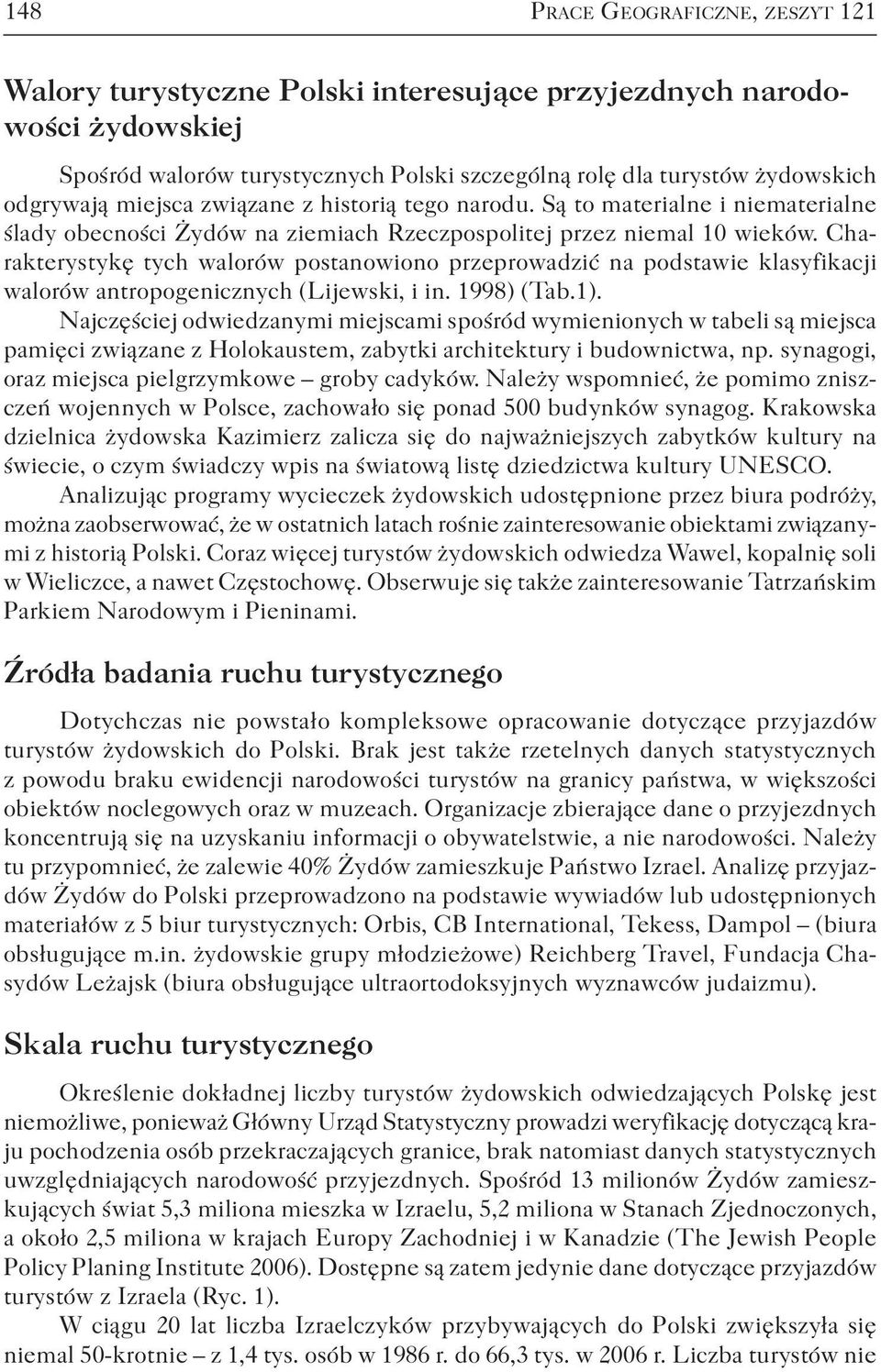 Charakterystykę tych walorów postanowiono przeprowadzić na podstawie klasyfikacji walorów antropogenicznych (Lijewski, i in. 1998) (Tab.1).