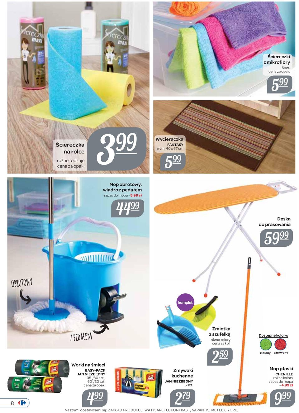 śmieci EASY-PACK JAN NIEZBĘDNY 35 l/30 szt., 60 l/20 szt. 4 Zmywaki kuchenne JAN NIEZBĘDNY 6 szt.