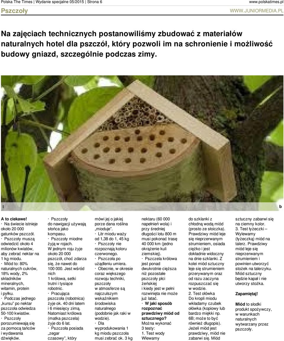 Na świecie istnieje około 20 000 gatunków pszczół muszą odwiedzić około 4 milionów kwiatów, aby zebrać nektar na 1 kg miodu Miód to: 80% naturalnych cukrów, 18% wody, 2% składników mineralnych,