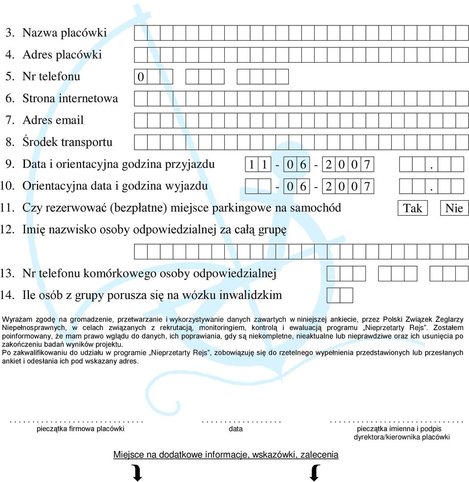 Nr telefonu komórkowego osoby odpowiedzialnej 14.