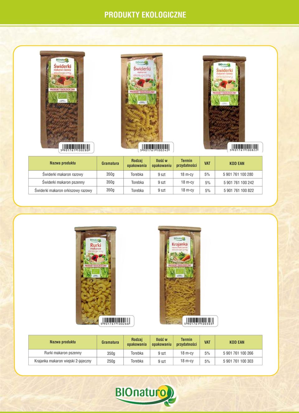orkiszowy razowy 350g 5 901 761 100 822 5 901761 100266 5 901761 100303 Rurki