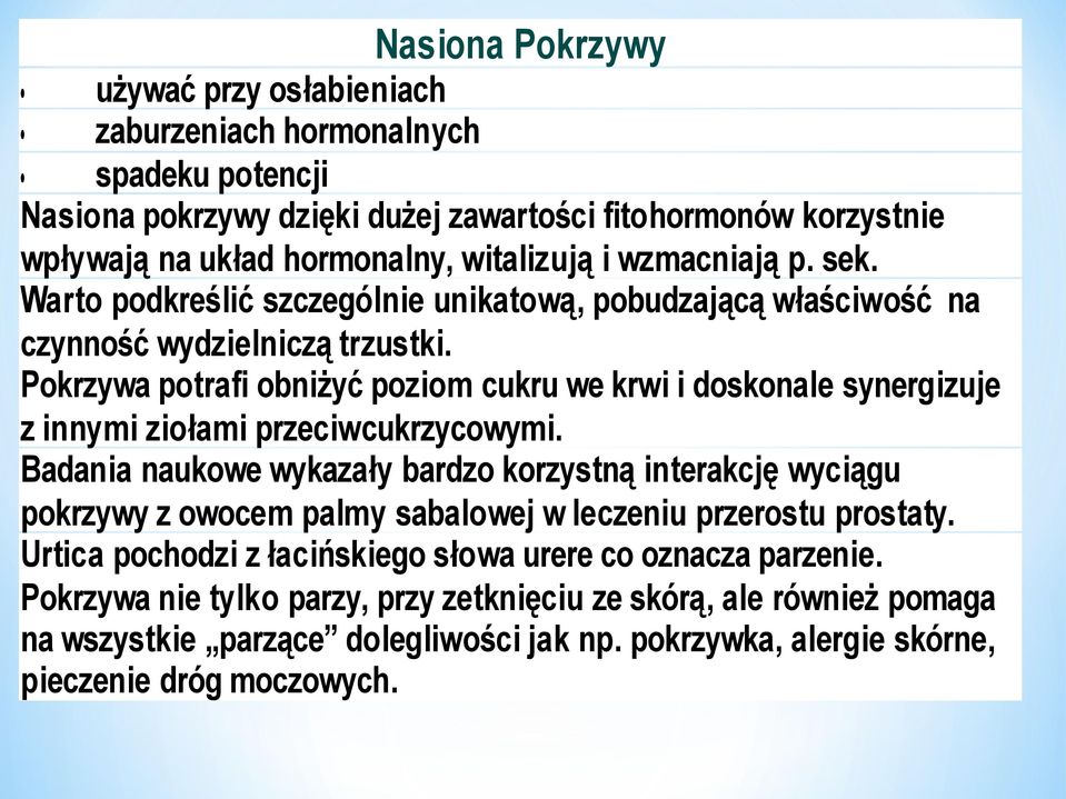 Pokrzywa potrafi obniżyć poziom cukru we krwi i doskonale synergizuje z innymi ziołami przeciwcukrzycowymi.