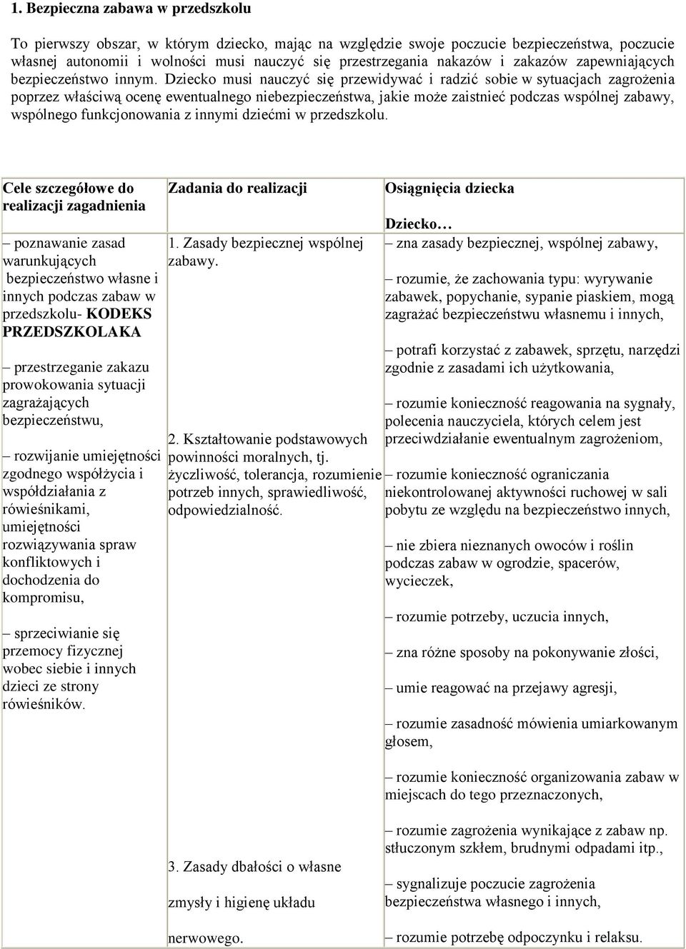 Dziecko musi nauczyć się przewidywać i radzić sobie w sytuacjach zagrożenia poprzez właściwą ocenę ewentualnego niebezpieczeństwa, jakie może zaistnieć podczas wspólnej zabawy, wspólnego