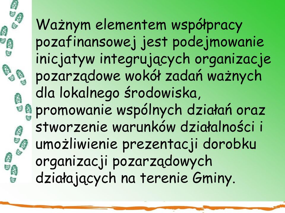 środowiska, promowanie wspólnych działań oraz stworzenie warunków działalności