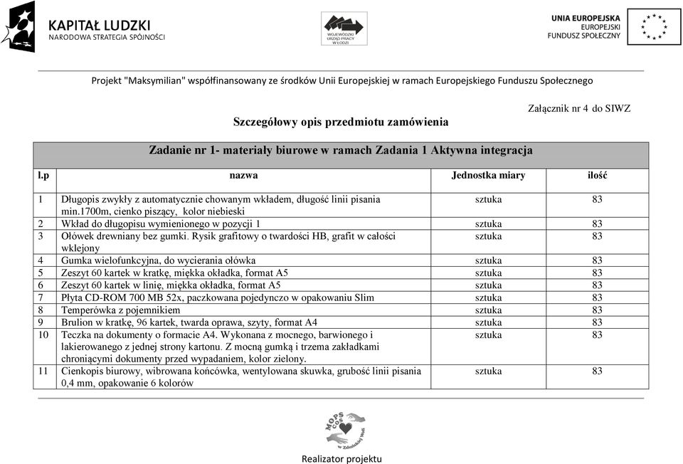 1700m, cienko piszący, kolor niebieski 2 Wkład do długopisu wymienionego w pozycji 1 3 Ołówek drewniany bez gumki.