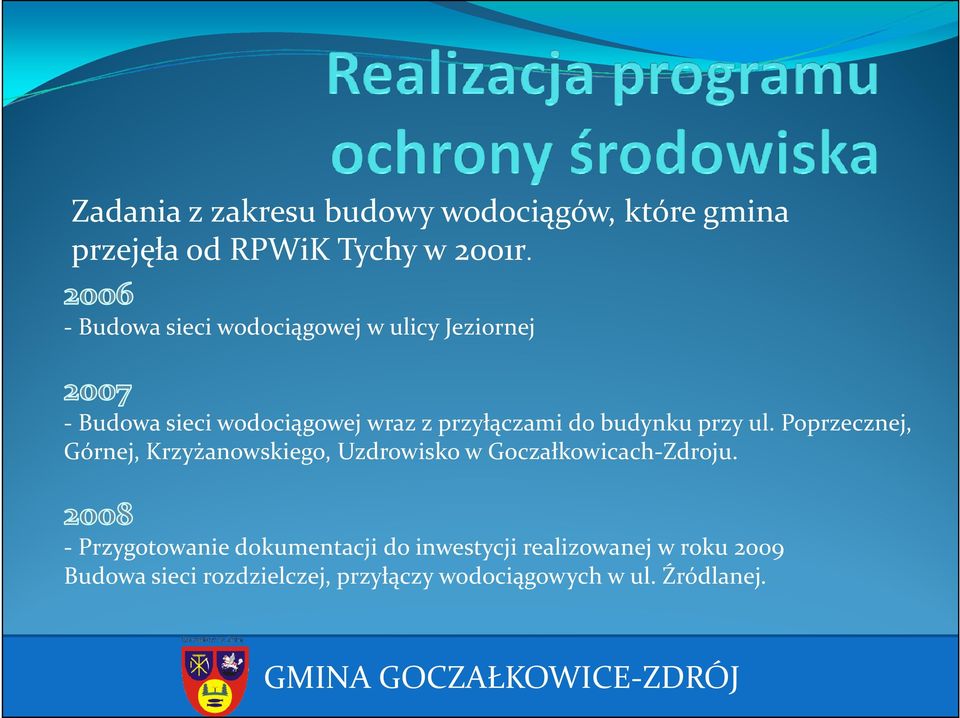 budynku przy ul. Poprzecznej, Górnej, Krzyżanowskiego, Uzdrowisko w Goczałkowicach-Zdroju.