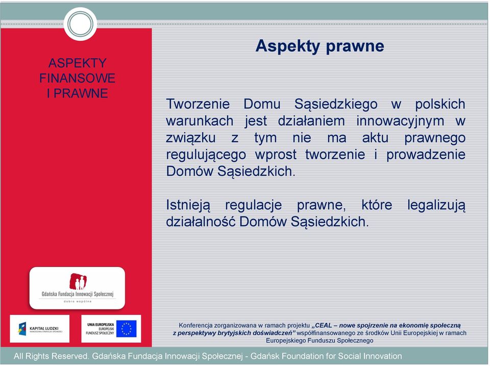 regulującego wprost tworzenie i prowadzenie Domów Sąsiedzkich.