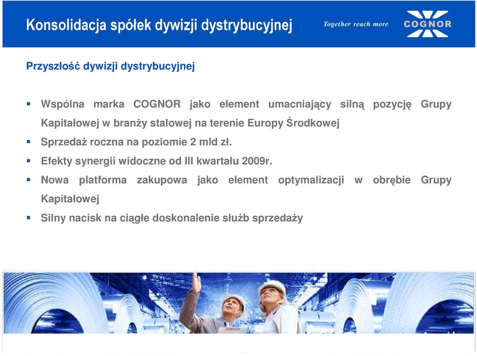 mld zł. Efekty synergii widoczne od III kwartału 2009r.