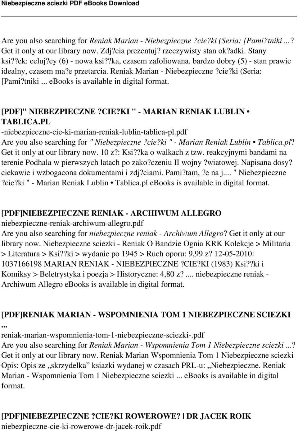 .. ebooks is available in digital format. [PDF]" NIEBEZPIECZNE?CIE?KI " - MARIAN RENIAK LUBLIN TABLICA.PL -niebezpieczne-cie-ki-marian-reniak-lublin-tablica-pl.