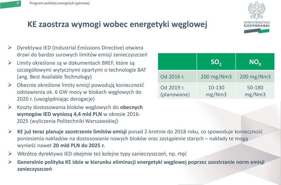 6 GW mocy w blokach węglowych do 2020 r.