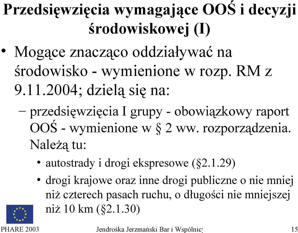 rozporządzenia. Należą tu: autostrady i drogi ekspresowe ( 2.1.
