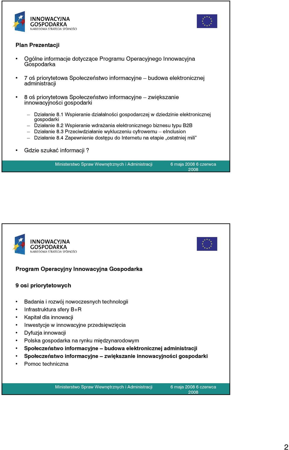 2 Wspieranie wdrażania elektronicznego biznesu typu B2B Działanie 8.3 Przeciwdziałanie wykluczeniu cyfrowemu einclusion Działanie 8.