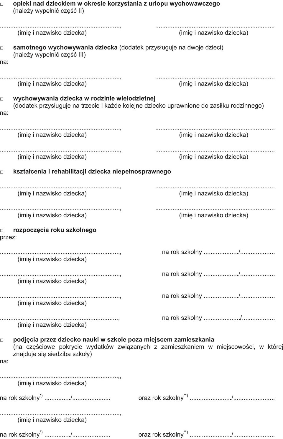 rozpoczcia roku szkolnego przez: na rok szkolny.../.