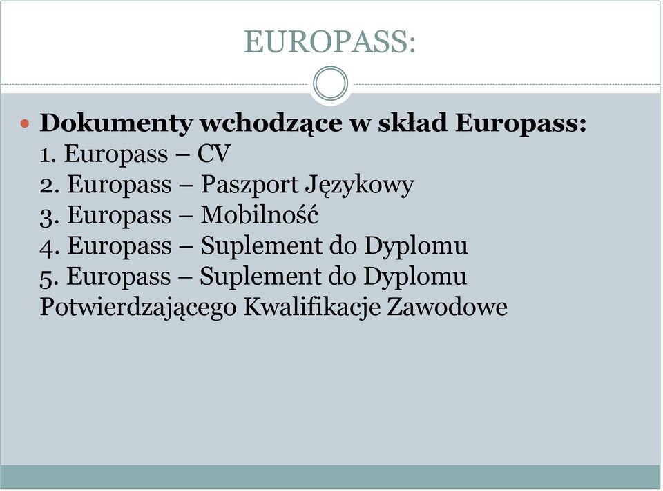 Europass Mobilność 4. Europass Suplement do Dyplomu 5.