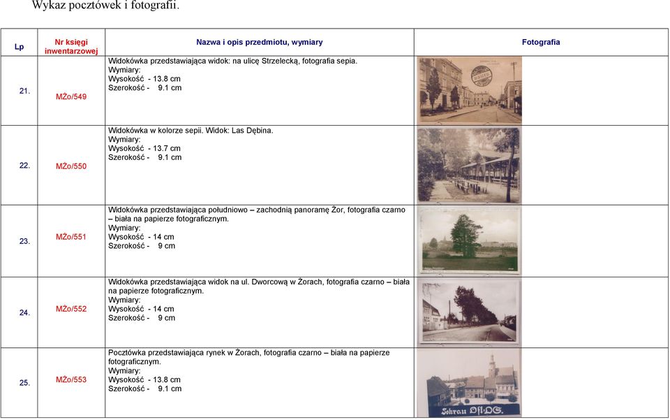 MŻo/551 Widokówka przedstawiająca południowo zachodnią panoramę Żor, fotografia czarno biała na papierze fotograficznym. Wysokość - 14 cm 24.