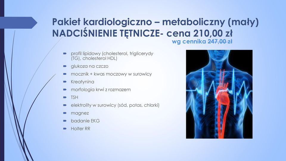 glukoza na czczo mocznik + kwas moczowy w surowicy Kreatynina morfologia krwi z