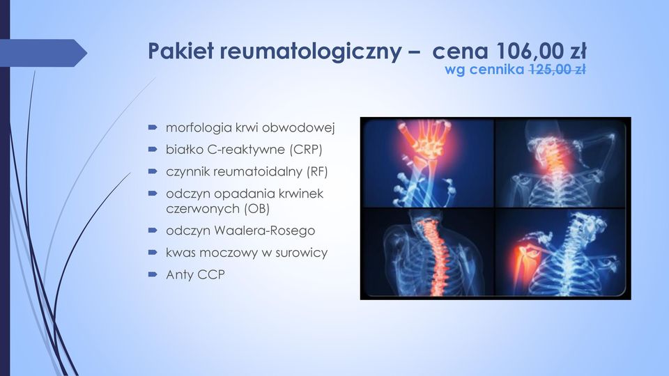 czynnik reumatoidalny (RF) odczyn opadania krwinek